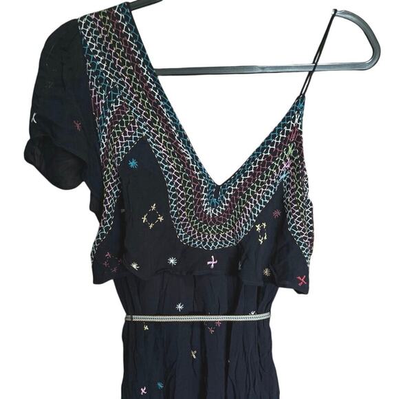 Free People These Eyes Together Dress One Shoulder Embroidery Detail Size Medium - Picture 9 of 14